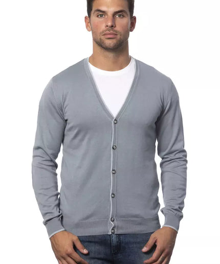 Verri Gray Cotton Men Cardigan