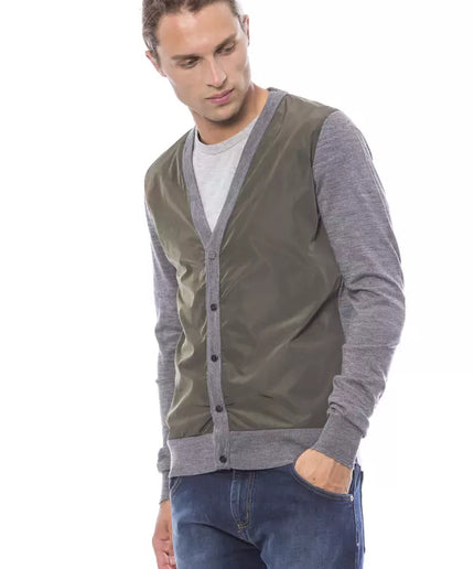 Verri Gray Wool Men Cardigan