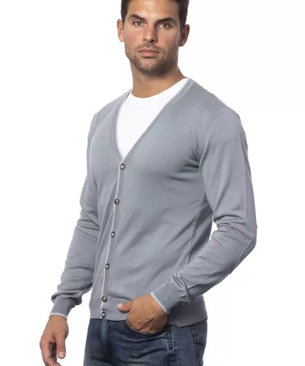 Verri Gray Cotton Men Cardigan