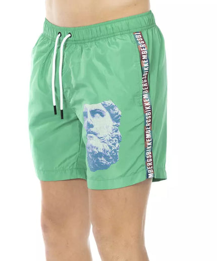 Bikkembergs Green Polyester Men Swim Short