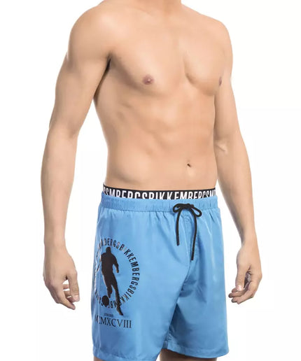 Bikkembergs Light Blue Polyester Men Swim Short