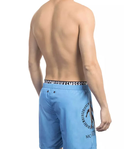 Bikkembergs Light Blue Polyester Men Swim Short