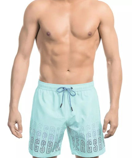 Bikkembergs Light Blue Polyester Men Swim Short