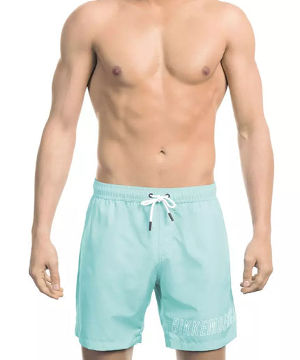 Bikkembergs Light Blue Polyester Men Swim Short