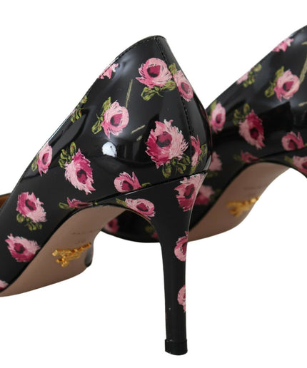 Prada Elegant Floral Print Leather Pumps