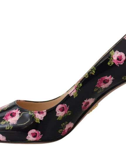 Prada Elegant Floral Print Leather Pumps