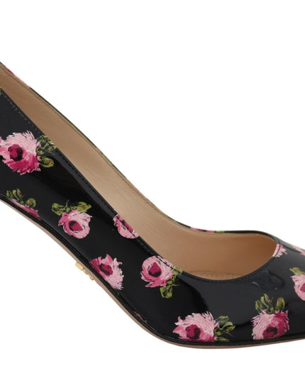 Prada Elegant Floral Print Leather Pumps