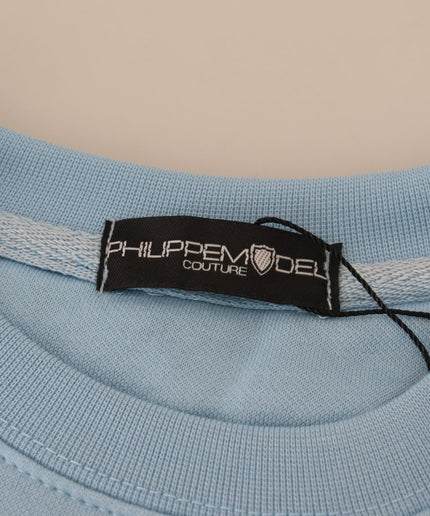 Philippe Model Elegant Light Blue Cotton Pullover Sweater