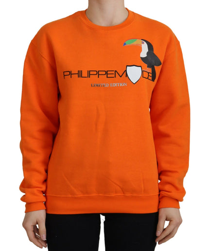 Philippe Model Chic Orange Printed Long Sleeve Pullover Sweater