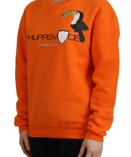 Philippe Model Chic Orange Printed Long Sleeve Pullover Sweater