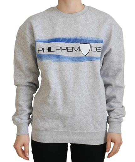 Philippe Model Elegant Gray Printed Cotton Sweater