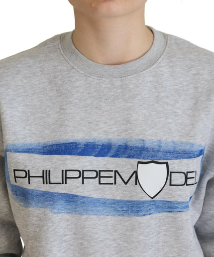 Philippe Model Elegant Gray Printed Cotton Sweater