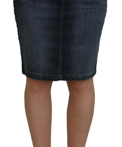 Fiorucci Chic Mid Waist Dark Blue Denim Skirt