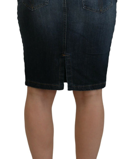 Fiorucci Chic Mid Waist Dark Blue Denim Skirt