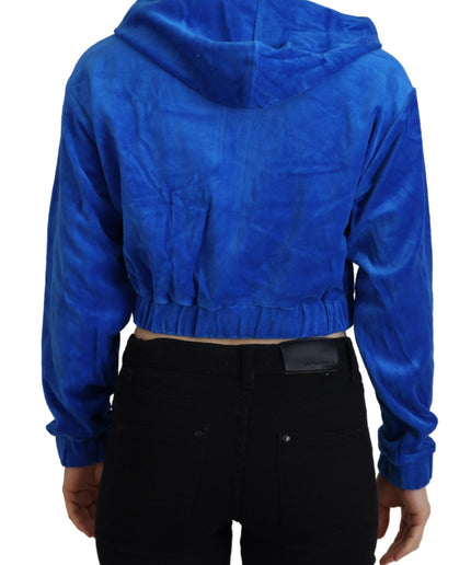 Juicy Couture Glam Hooded Zip Cropped Sweater in Blue