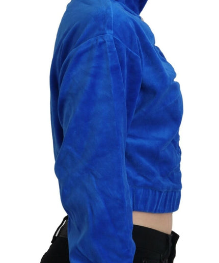 Juicy Couture Glam Hooded Zip Cropped Sweater in Blue