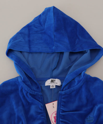 Juicy Couture Glam Hooded Zip Cropped Sweater in Blue