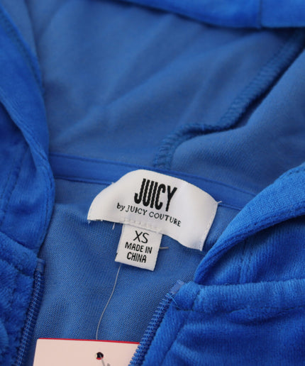 Juicy Couture Glam Hooded Zip Cropped Sweater in Blue