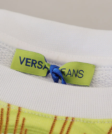 Versace Jeans Elegant White Graphic Crew Neck Sweater