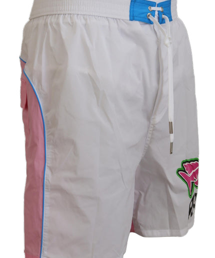 Dsquared² Chic White & Pink Print Swim Shorts