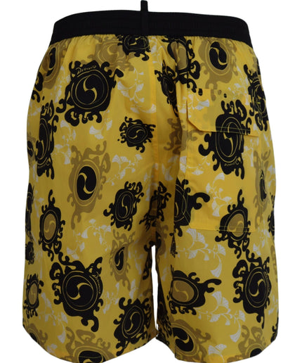 Dsquared² Yellow Block Print Swim Shorts Boxer