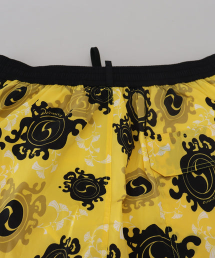 Dsquared² Yellow Block Print Swim Shorts Boxer