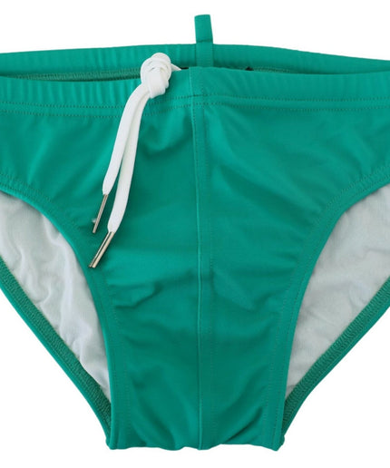 Dsquared² Chic Green Swim Briefs with White Logo