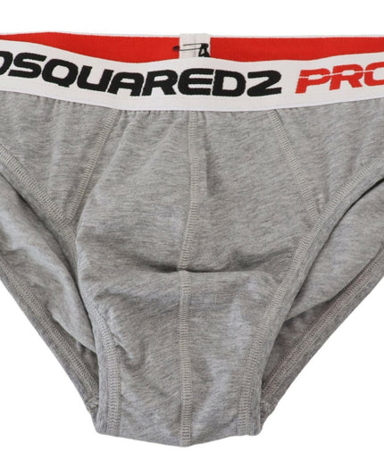 Dsquared² Elegant Gray Cotton Stretch Briefs