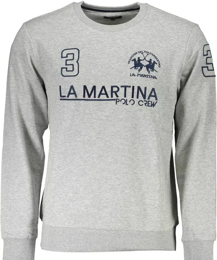 La Martina Gray Cotton Men Sweater