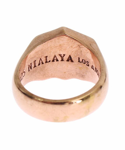 Nialaya Chic Pink Gold Plated Sterling Silver Ring