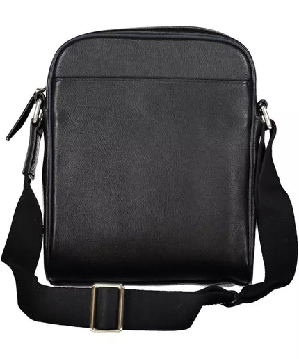 La Martina Black Leather Men Shoulder Bag