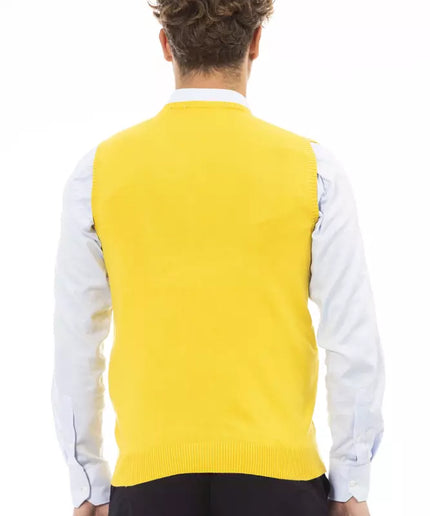 Alpha Studio Yellow Viscose Men Vest