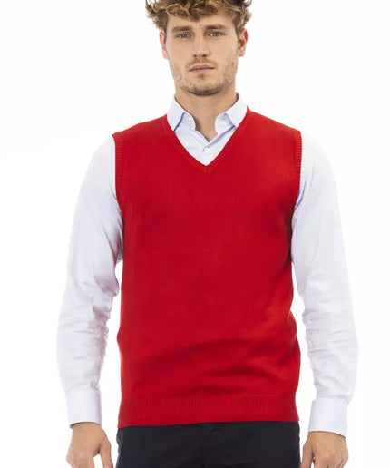 Alpha Studio Red Viscose Men Vest