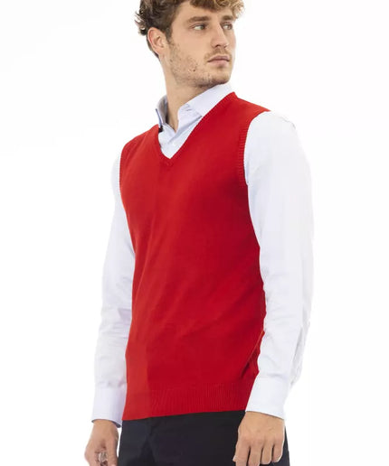 Alpha Studio Red Viscose Men Vest