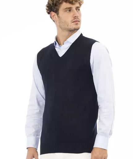 Alpha Studio Blue Viscose Men Vest