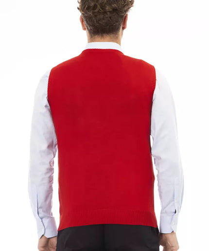 Alpha Studio Red Viscose Men Vest