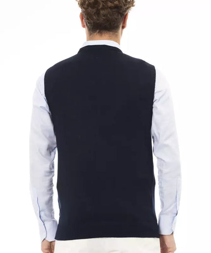 Alpha Studio Blue Viscose Men Vest