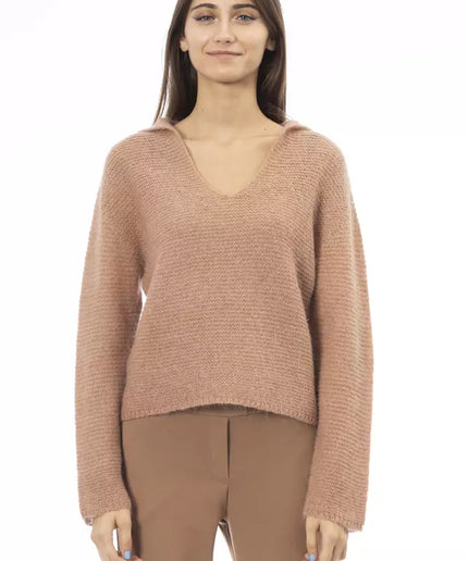 Alpha Studio Beige Merino Wool Women Sweater