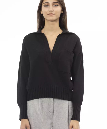 Alpha Studio Black Wool Women Sweater