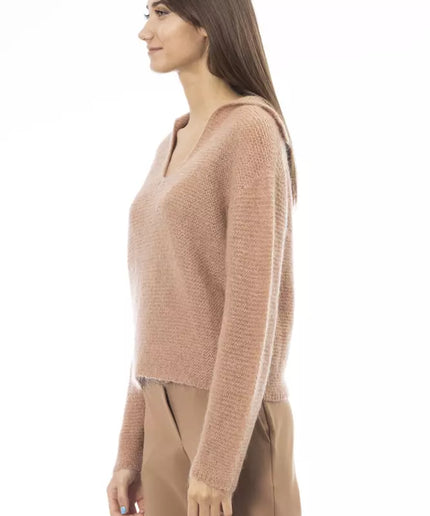 Alpha Studio Beige Merino Wool Women Sweater