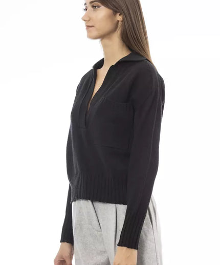 Alpha Studio Black Wool Women Sweater