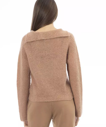 Alpha Studio Beige Merino Wool Women Sweater