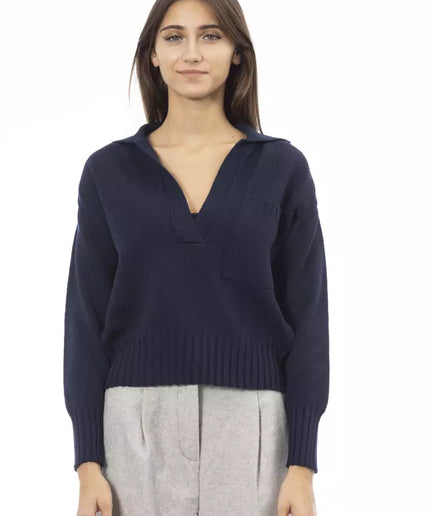 Alpha Studio Blue Wool Women Sweater