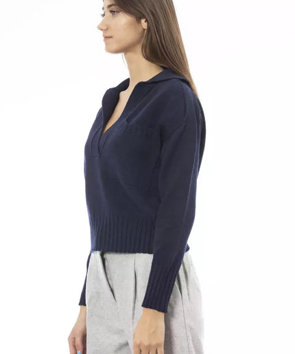 Alpha Studio Blue Wool Women Sweater