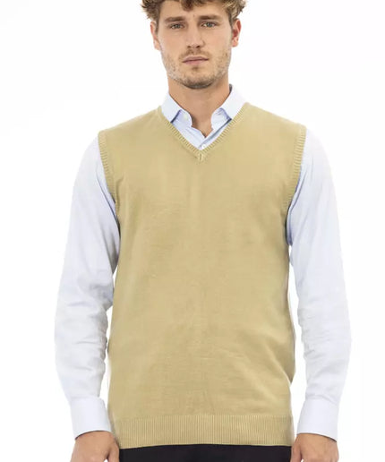 Alpha Studio Beige Viscose Men Vest