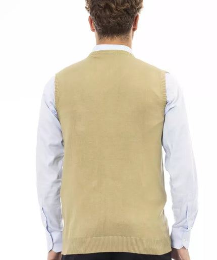 Alpha Studio Beige Viscose Men Vest