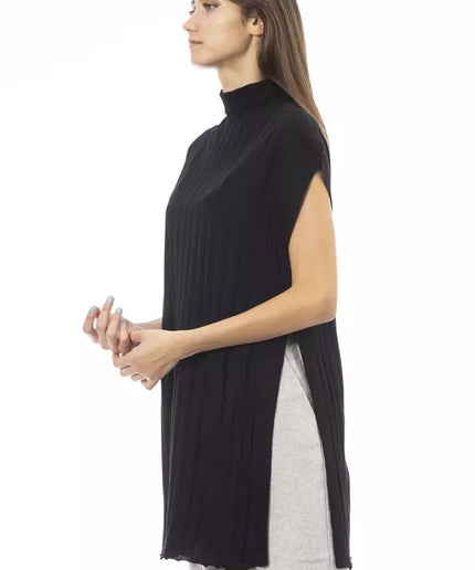 Alpha Studio Black Wool Women Turtleneck Sweater