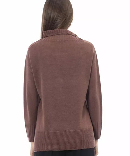 Alpha Studio Brown Merino Wool Women Sweater