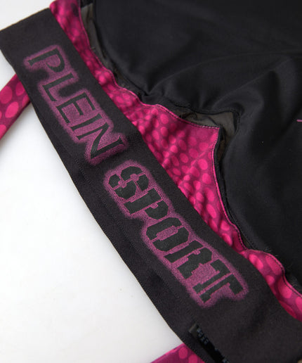 Plein Sport Sleek Black Sports Bra with Fuchsia Accent