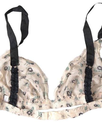 Costume National Elegant Floral Print Beige Bra